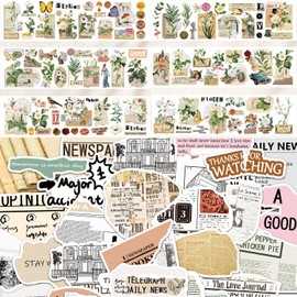 Vintage Stickers, Flower Stickers for Scrapbooking, Journaling Scrapbooking Supplies Kit Waterproof DIY Aesthetic Decorative Craft Paper