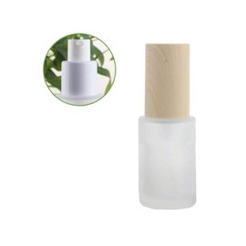 3PCS 30ML/1OZ Empty Clear Frosted Glass Lotions Bottle with Pump Head and Bamboo Lid Refillable Makeup Cosmetic Emulsion Essence Vials Dispenser Containers for Cream Lotion Shampoo Gel Toiletries
