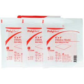 Polymem 4" x 4" Non-Adhesive Pad Wound Dressing, 3 Count (Pack of 1)