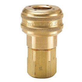 Parker Hannifin B33 Series 30 Brass Pneumatic Quick Coupler, Female Pipe Thread, 1/4 Inch Size, 1/4-18 NPTF Port