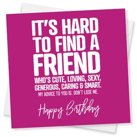 Punkcards, Funny Best Friend Card, Funny Friend Birthday Card Female, Funny Best Friend Card, Made in UK