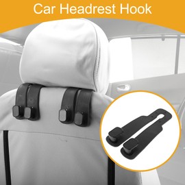 Partuto 2 Pcs Universal Car Seat Headrest Hook for Most Cars, SUVs, and Trucks Car Seat Back Organizer Hooks Sturdy Black 6.30"x3.15"