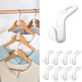 OAKENCREST Pack of 50 Space-saving Clothes Hangers, Plastic Connecting Hooks, Clothes Hangers Hooks, Space-Saving Clothes Hanger Connectors for Wardrobe Organiser (White)