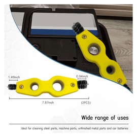 Dickno 2 PCS Car Battery Terminal Cleaning Brush, 4 in 1 Anti-Rust Auto Battery Cleaner with Steel Wire, Universal Vehicle Battery Terminals Machine Parts Cleaning Tool Accessories (Yellow)