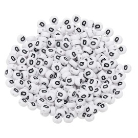 PATIKIL Round Letter Beads, 300 Pcs Letter Q Acrylic Alphabet Beads White Beads Black Letters for Jewelry Making Bracelets Making Necklaces DIY, Black