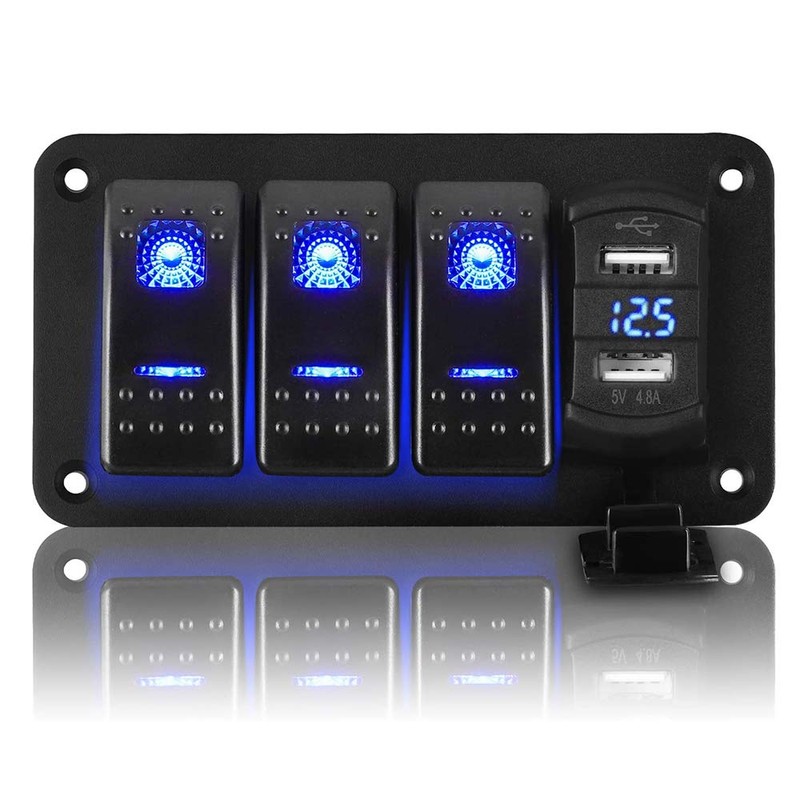 Switch Panel, Waterproof, Boat Switch, 3 Rungs, Car, Boat, Marine,