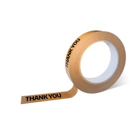 Thank You Tape, Designer Brown Sealing Tape for Small Business, Stick Shopping Bag or Box of Bakes, Coffees, Gifts, Newspapers, Flower Arrangements and Takeout, Thank You
