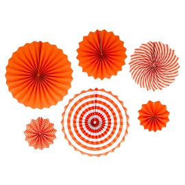 Paper Fans Christmas Party Decorations - Orange Hanging Paper Fans Decorations Round Pattern Paper Fans Party Decorations for Birthday Wedding Carnival Baby Shower Home Party, 6pcs