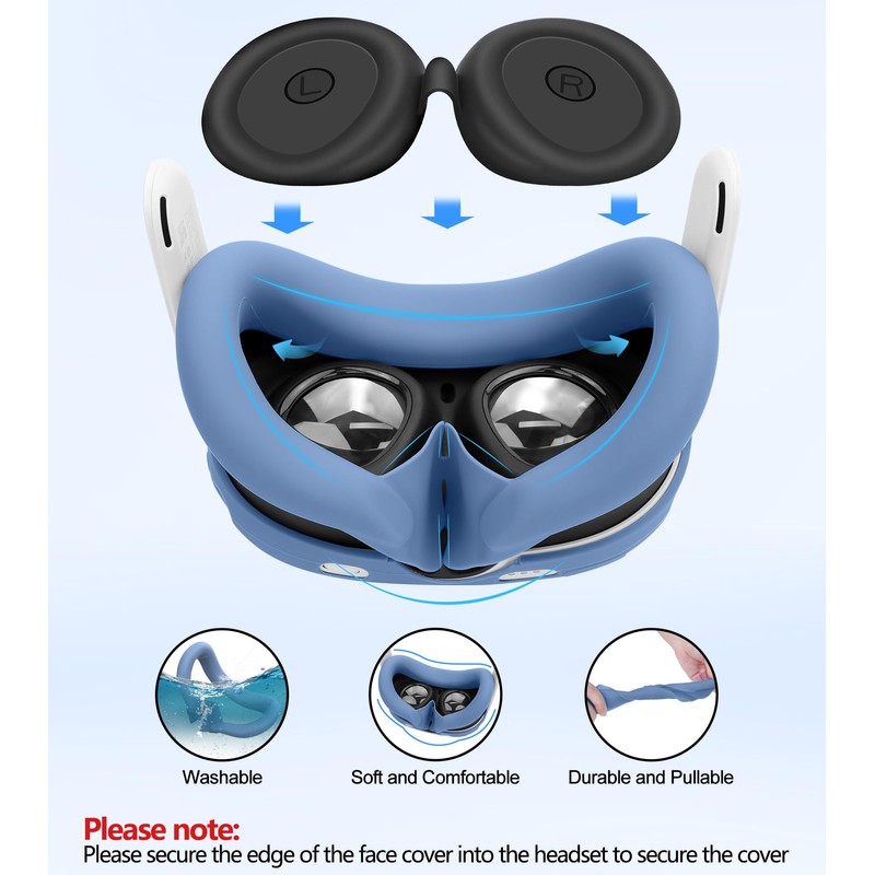 Silicone Cover Set Compatible with Meta Oculus/Quest 3, VR Accessories