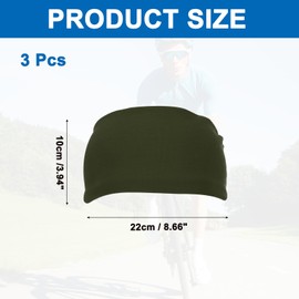 PATIKIL Sport Headbands for Men 7" x 4", 3 Pcs Running Sweat Bands Sweat Absorbing Head Band for Women Workout Basketball Yoga Gym, Army Green