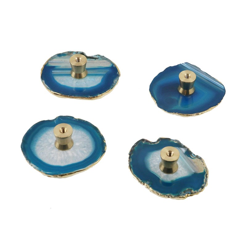 Wealrit 4 Pcs Agate Knobs Brass Cabinet Drawer Knobs Home