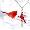 Fenthring Red Cardinal Necklace Sterling Silver Cross Cardinal Necklaces for
