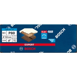Bosch Expert C470 Sandpaper Multi-Hole (for Hardwood, Paint on Wood, Diameter 150 mm, Grit 80, Professional Accessories Random Orbital Sander) Pack of 50
