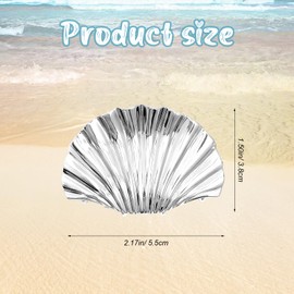 Silver Shell Claw Clip, 2.17'' Seashell Hair Clip, Mermaid Hair Accessories, Metal Seashell Claw Clips, Mermaid Accessories, Extra Large Claws Clips for Thick Hairs, Silver Shell Mermaids Outfit Women