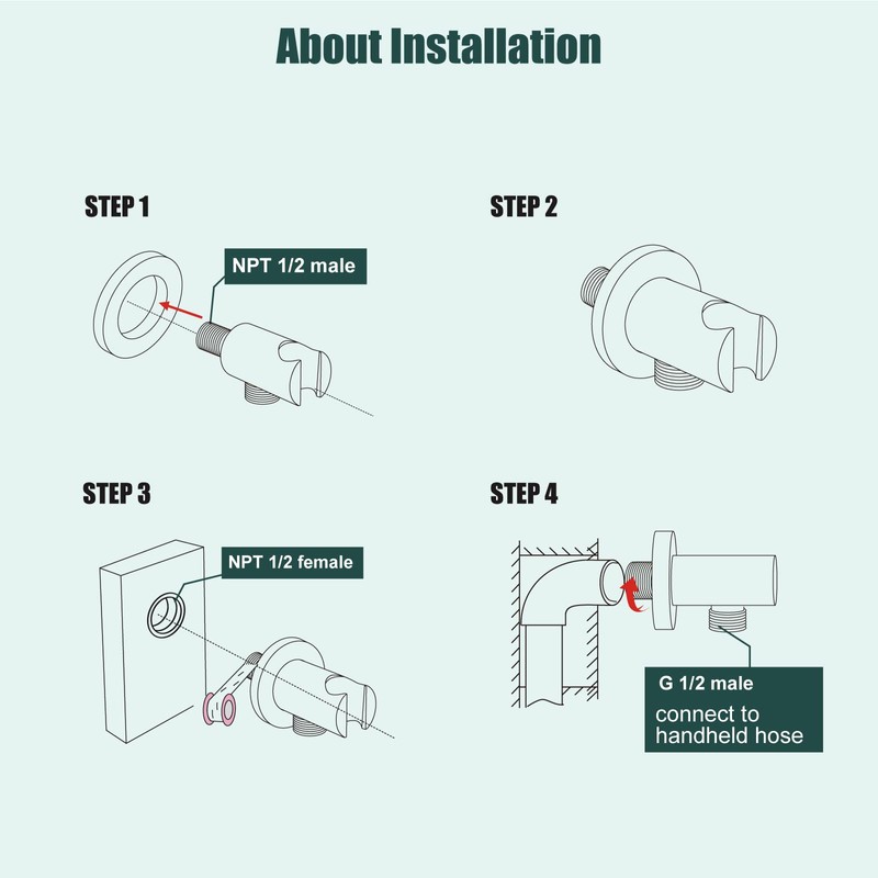 Heyalan Handheld Shower Wand Holder,Connecting Shower Hose and Water Pipe