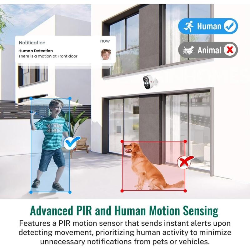 1080P Security Camera Wireless Outdoor with AI Human Detection, Live