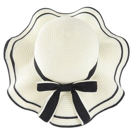 Gajaous Beach Sun Hats for Women UPF 50+, Wide Brim Straw Hat for Women with Bow Decoration, Lightweight Foldable Packable Summer Travel Straw Sun Hat