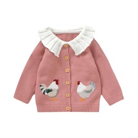 Infant Baby Girls Fall Winter Cardigan Sweaters Coats Outfits for Toddlers Button Down Sweater Jacket (Pink, 9-12 Months)