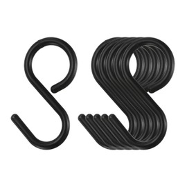 sourcing map 6pcs S Hooks 2.4" Plastic Hanging S Shaped Hooks Small S Hanger Closet Rod Hooks for Hanging Kitchen Utensils Cups Plants Jewelry Jeans Clothes Towels Tools, Black