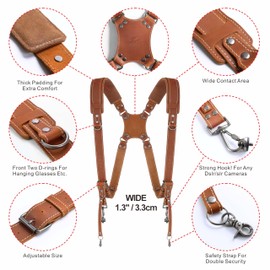 Padwa Lifestyle Tan Dual Camera Harness Strap with Padded for Two Cameras - Dual Shoulder Full Grain Leather Harness,Multi Camera Gear for DSLR/SLR Strap,Double Camera Harness for Photographers