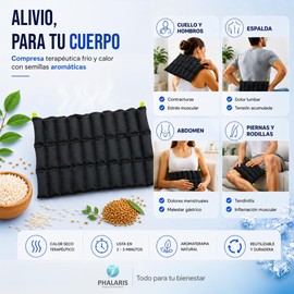 PHALARIS Compresa Dorsolumbar de Semillas XL 57x37cm Almohadilla Térmica Grande para Espalda Completa y Lumbar Compresa Frío y Calor con Aromaterapia para Fisioterapia, Ciática y Estrés