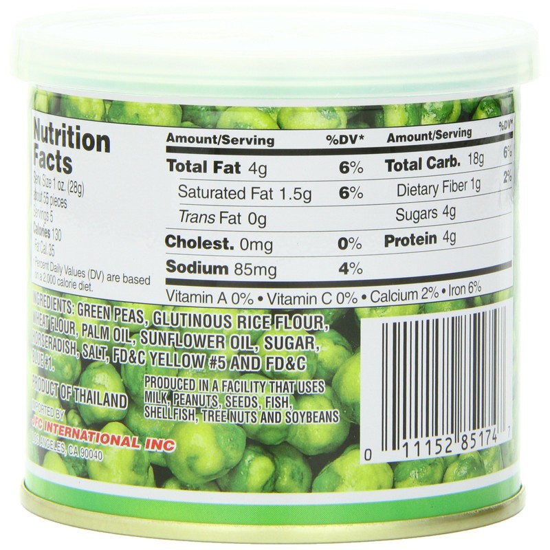 Hapi Hot Wasabi Peas, 4.9-Ounce Tins (Pack of 8)