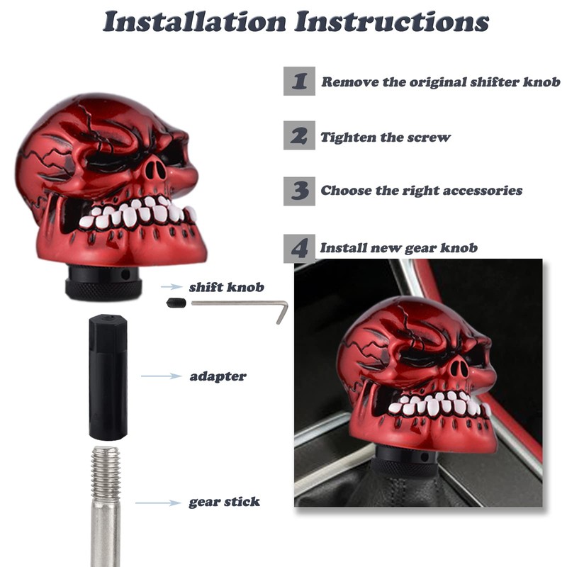 Padaodao Skull Shift Knob Big Teeth Gear Stick Shifter Car