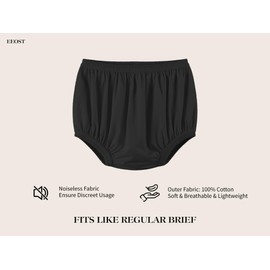 EEOST Adult Diaper Cover for Incontinence Noiseless Leak-Protection Underwear Plastic Pants Over Diapers Waterproof Rubber Pants (Black, S(Men Size))