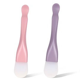 2PCS Silicone Face Mask Brush, Soft Facial Applicator 5.7 in Face Mask Spatula Skincare Applicator Beauty Tool for Clay, Cream, Gel, Mud Masks Pink and Purple