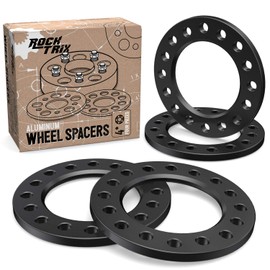 RockTrix 2pcs 1/2 inch 8x170 and 8x6.5 Flat Wheel Spacers - Compatible with Chevy Ford GMC Hummer Dodge (See Description for Year Model) - 8x165.1 and 8x170 Black Aluminum