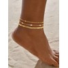 Gold Ankle Bracelets for women, 14K Gold Plated 3-Layered Anklets