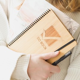 BAMBOOK Do-Book Bamboo Wood Hardcover A5 To-Do List with Monthly, Weekly and Daily Planner, Blank & Lined Pages - Reusable Notebook, Notepad, Reusable Notebook