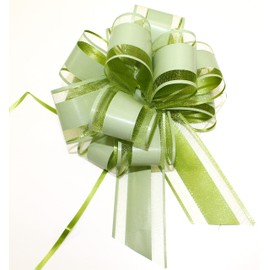CaPiSo 3 x Large Pull Bows 18 cm L Pull Bow Drawstring Poly Ribbon Decorative Bow Gift Bow (Olive Green, Dusky Pink Purple)