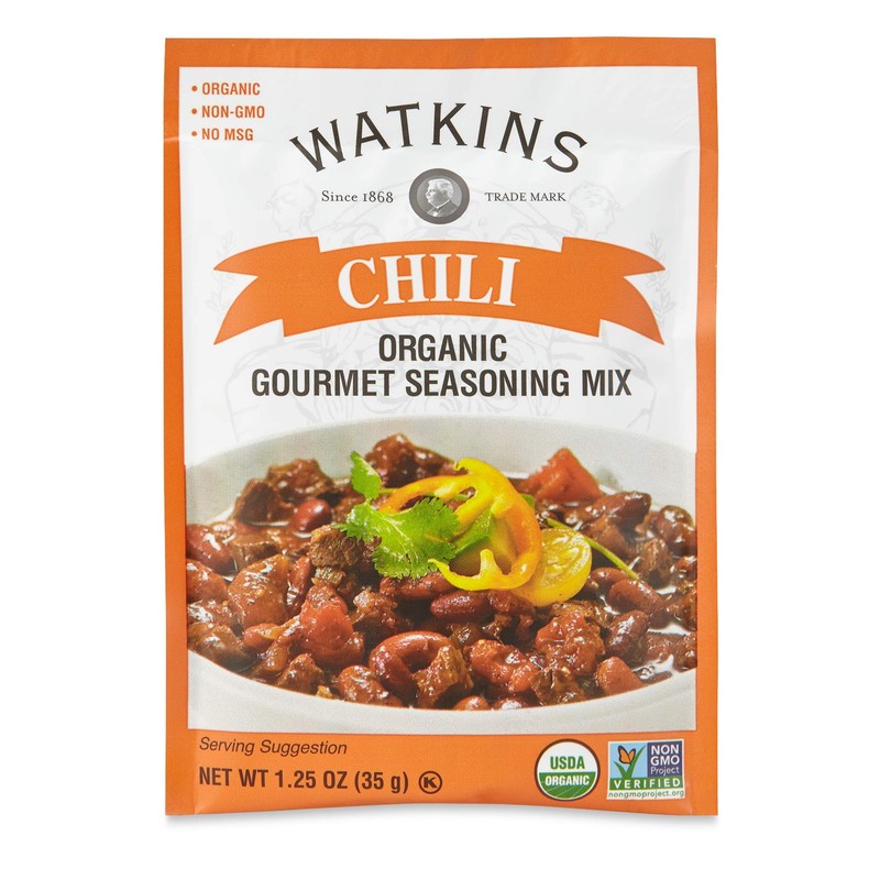 Watkins Organic Chili Gourmet Seasoning Mix, 1.25 oz. Packets (Pack
