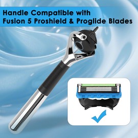 TOCCOOL Men's Replacement Metal Razor Handle for Gillette Fusion 5 Pro Shield & ProGlide Replacement Blade (Silver)