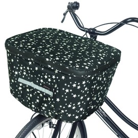AETONYX 2-tier Front Basket Cover, Waterproof Fabric, Water Stopping Zipper, Front and Close Back, Large Capacity, Bicycle, Rain, Commuting, Front Basket Cover, Black x Star, One Size