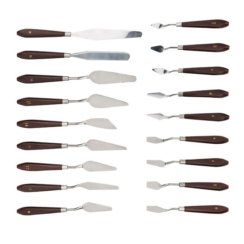18Pcs Paint Scraper Knife Exquisite Plastic Handle Oil Painting Tool