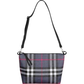Pavilion Gift Company Raven Rose Plaid Laser Cut Double Handled Tote Removable Crossbody Bag, Black, 18"