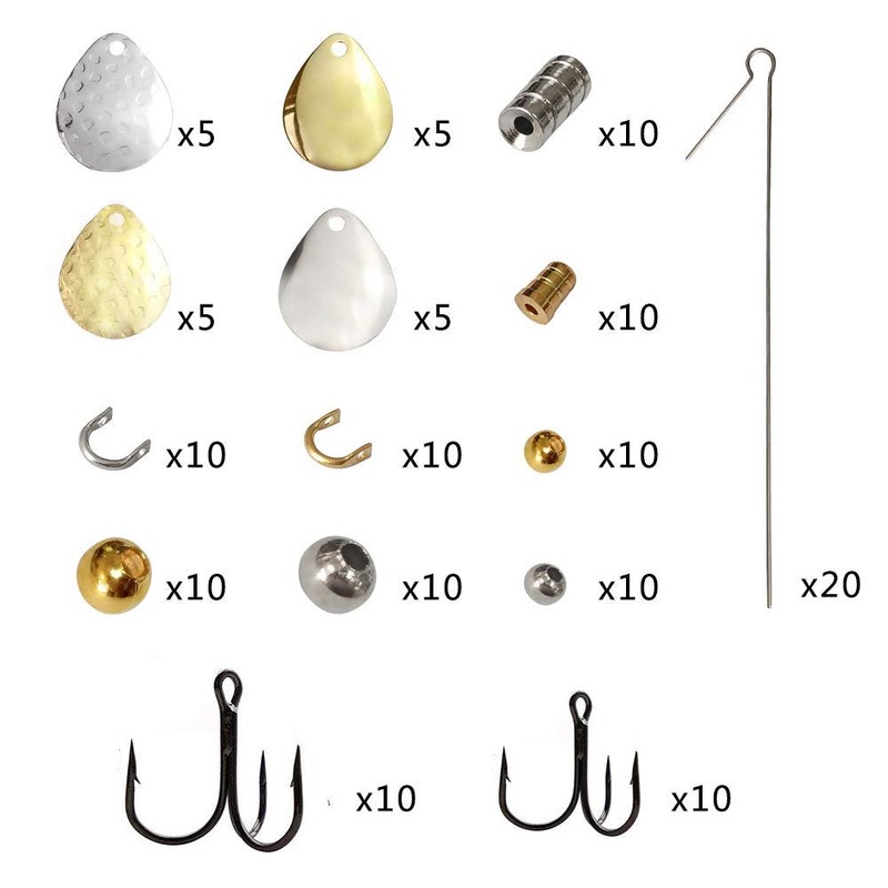 141pcs Fishing Spinners and Spinnerbait Rigs DIY Acceessories Spoon Blade