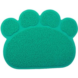 JOYJULY PVC Pet Dog Cat Puppy Kitten Dish Bowl Food Water Feeding Placemat, Non-Slip Cat Litter Mat Paw Shape, Grey Small