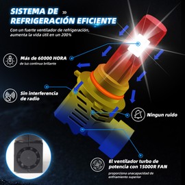 Duo Lu Tong 9006 HB4 Faros LED para Auto, Luz Alta Baja, 100W,24000LM,600% Más Brillante,6000K Blanco Frío, Kit de Conversión,2 Paquetes