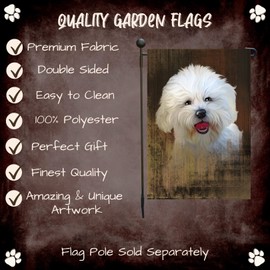 Doggie of the Day Rustic Bichon Frise Dog Garden Flags- Outdoor Double Sided Garden Yard Porch Lawn Spring Decorative Vertical Home Flags 12 1/2"w x 18"h - GFLAG59959