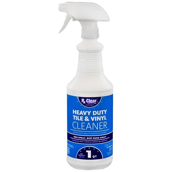Rx Clear Title Heavy Duty Tile & Vinyl Cleaner | Multi-Purpose Chemical for Indoor and Outdoor Surfaces Including Swimming Pools | Cleans On Contact | 1 Quart | Single Pack