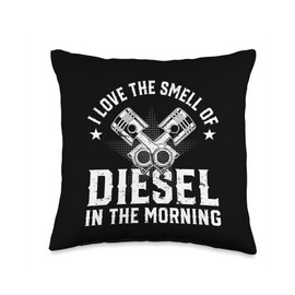 I Love The Smell Of Diesel In The Morning Truck Driver Throw Pillow