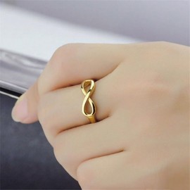 CCBFY 18k White Gold Plated 925 Sterling Silver Rings for Women Promise Rings for Her, Stackable Wedding Bands Rings for Women Infinity Forever Love Knot Ring (Gold 9)