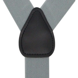 Suspender Elastic Y Back Button End Classic Leather Braces Tuxedo ForMen(Light Grey)