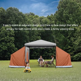 KAMPKEEPER Side Tent,Camping Tent for 10' x 10' Pop Up Canopy, Easy Set Up Gazebo,Compatible with 10' Wide Canopy Tents (Orange)