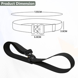 Trimming Shop Black Tactical Quick Release Work Belt, Heavy Duty, Length 125 cm, Adjustable Belt, Military-Style Polyester Webbing Belt for Hiking, Outdoor Sports, Casual Daily Use