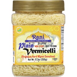 Rani Plain Vermicelli (Wheat Noodles) 12.25oz (350g) PET Jar ~ All Natural | Vegan | NON-GMO | Kosher | Indian Origin