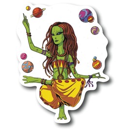 Yoga Alien Colorful Refrigerator Magnet | UV Printed 5-Inch Kitchen Decor Accessory Featuring Stunning Design | Moon Star Alien Stoner Psychedelic Mushroom Hippie Rainbow Galaxy Rock CSM1501